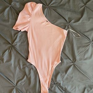 One arm pink bodysuit